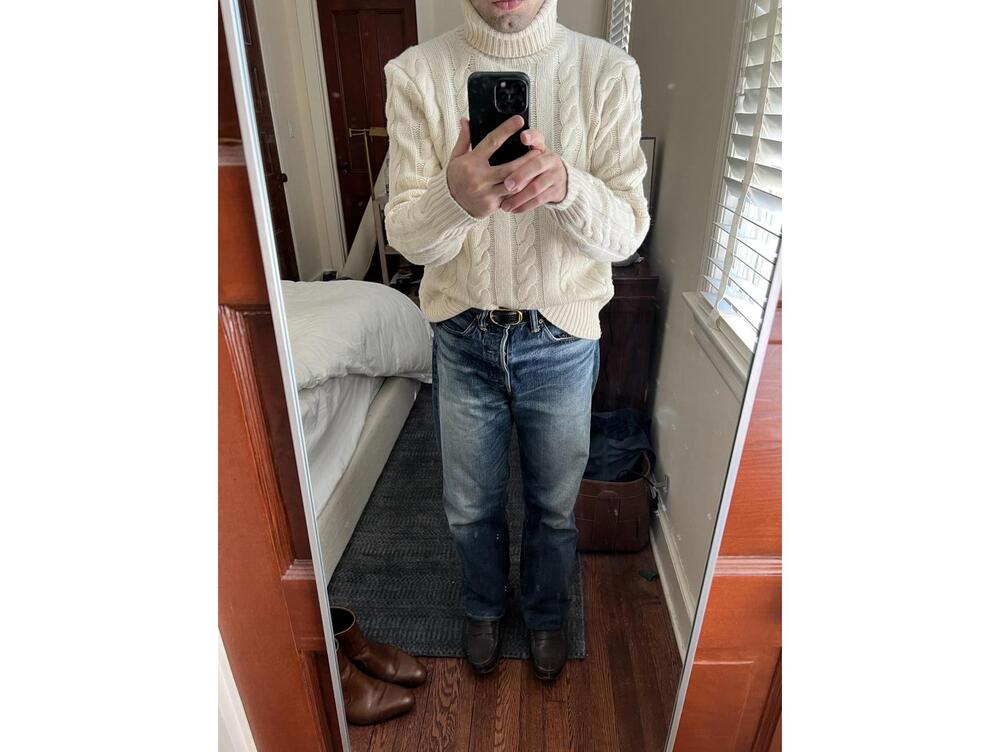 Polo Ralph Lauren Men's Cable Knit Turtleneck Cream